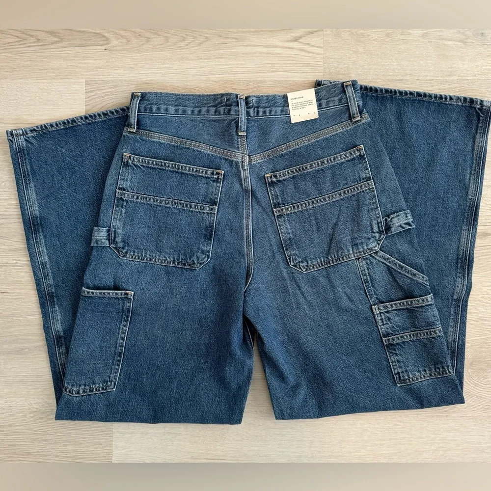 NWT AGOLDE Magda Denim Carpenter Darkness High Waist Loose fit 27 Organic Denim - Picture 7 of 13